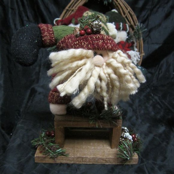 RUSTIC CHRISTMAS DECORATIONS SOME VINTAGE SANTA & SNOWMAN SET OF 5 - Picture 9 of 11